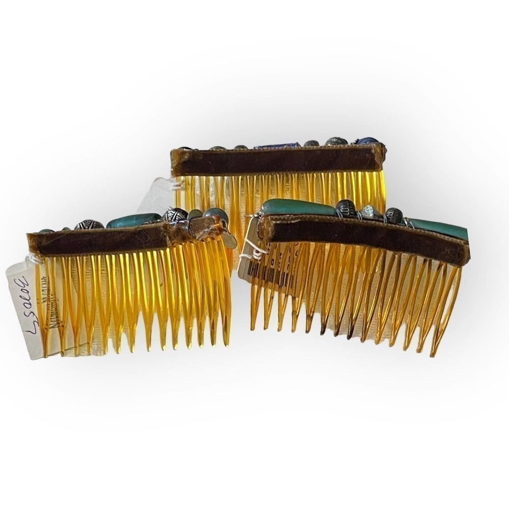 Set of 3 1990’s Hair Comb Decorative Beaded Ann Cichon Dallas NWT - Picture 6 of 11